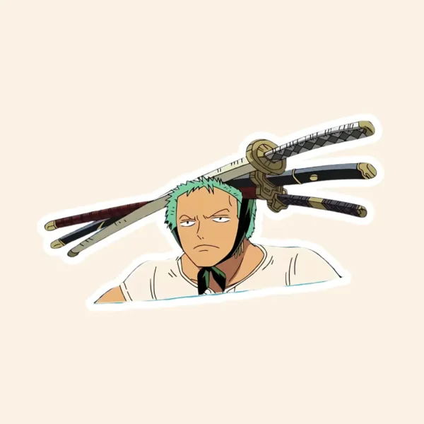 Zoro Carrying Swords on Head Sticker
